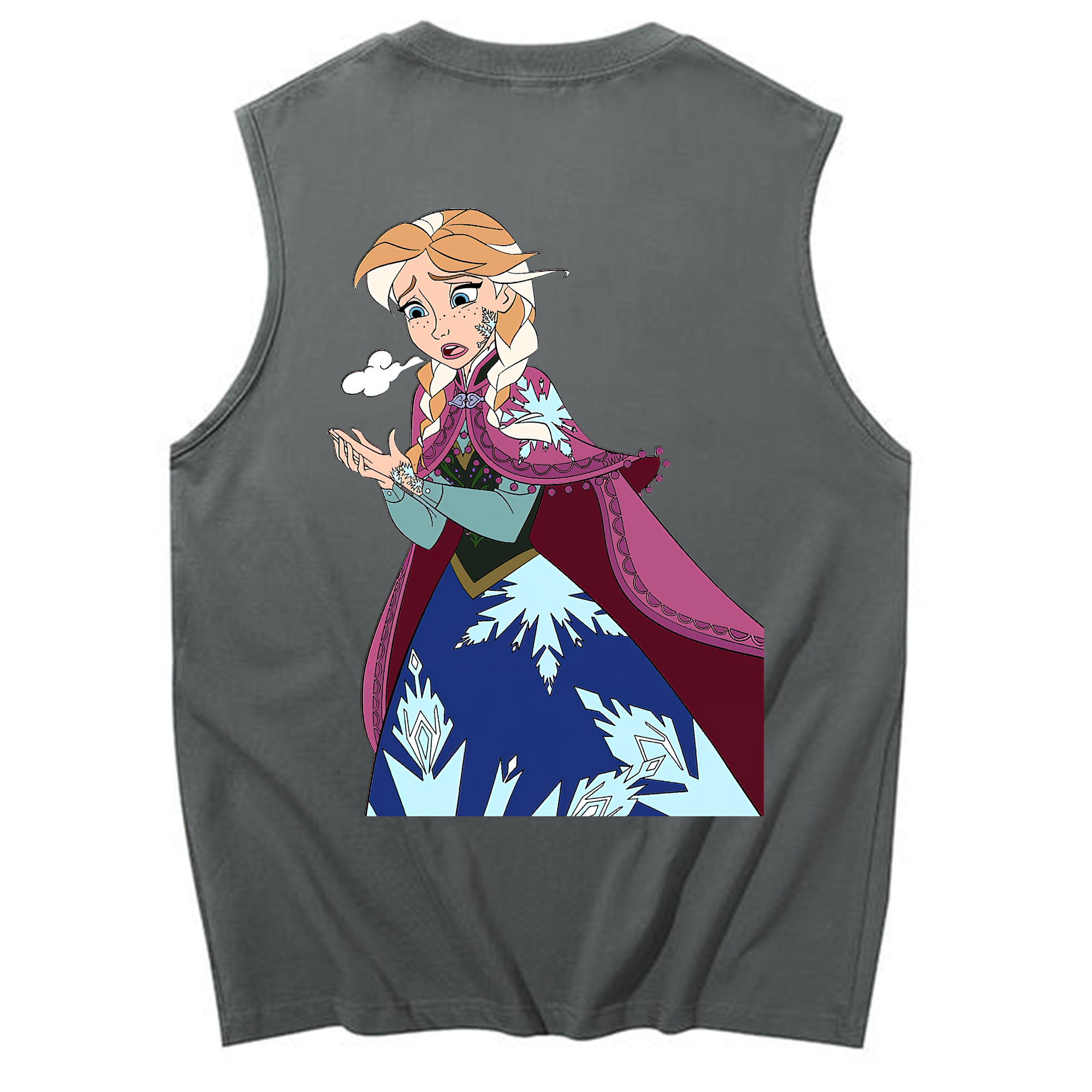 （画像用） アナと雪の女王 アンナ エルサ Frozen Anna Elsa コットン100％タンクトップ（背面プリント）